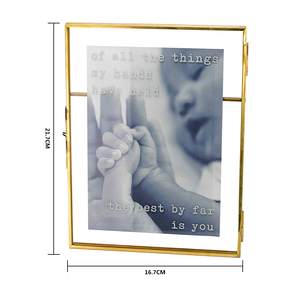 YAPPIE PF-092 <span class=keywords><strong>Cadre</strong></span> <span class=keywords><strong>photo</strong></span> pliable en métal doré avec <span class=keywords><strong>verre</strong></span> transparent, impression typographique, style antique, double <span class=keywords><strong>verre</strong></span> carré - Product Image 6