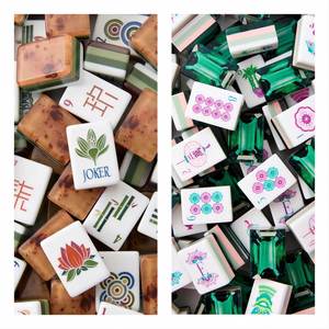 Venta al por mayor de fichas de Mahjong: Bird Boutique, Lola Beach, Malachite, Light, Miss Darling, Mother of Mahjong Tiles, de gran tamaño y pintadas en pulgadas. - Product Image 1