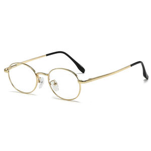 แว่นสายตาทรงรีขอบสีทองสำหรับผู้หญิง, ป้องกันแสงสีฟ้าป้องกันแสง YC8077โลหะแบบเต็มกรอบ - Product Image 5