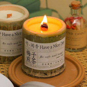 Vela Aromática Estilo Chino, Creativa, en Tubo de Bambú, Vela de Cera de Soja en Frasco, Ambiente Cálido, con Caja de Regalo, Luz de Vela - Product Image 3