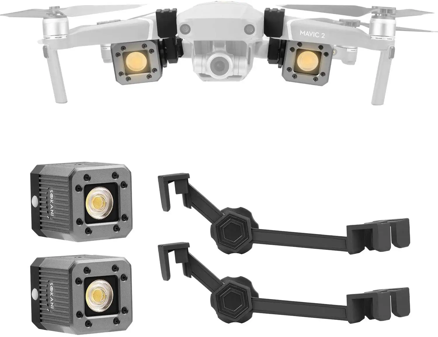 Luz LED de Video Mini COB recargable, kit de luz de vuelo de lámpara nocturna para accesorios de Dron DJI Mavic 2