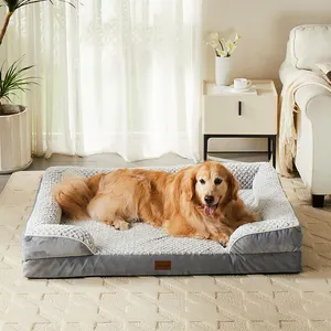 Soft Pet Furniture Supplies Espuma Cama De Cão Ortopédico Não-Deslizamento Impermeável Tampa Lavável Pet Bed Para Cães Grandes