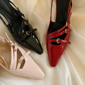 أحذية كعب عالية للسيدات من XINZI RAIN عالية الجودة أحذية كعب عالية أنيقة مخصصة بشعار وطبعة علوية حمراء اللون بمقاس 7/9 سم