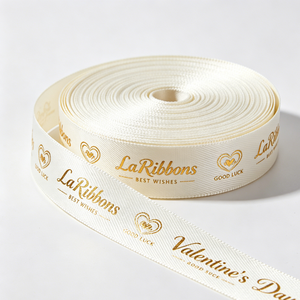 Luxury Custom Foil Gold Grosgrain Printed <b>Ribbon</b> With Logo Printed Craft <b>Ribbon</b> for Gift Decoration and Wrapping Bow - Product Image 2
