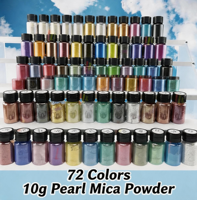 Ensemble de 72 couleurs de poudre de mica pigmentée 10g/flacon, nacré scintillant, pour résine époxy, fabrication de savon, bombes de bain, nail art, slime, fabriqué en Chine