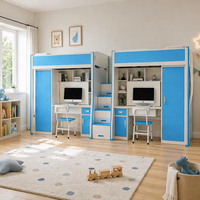 Lit superposé en métal Meida pour 2 personnes, avec bureau et armoires de rangement complètes, personnalisable, tout-en-un, pour dortoir d'enfants - Vente en gros OEM