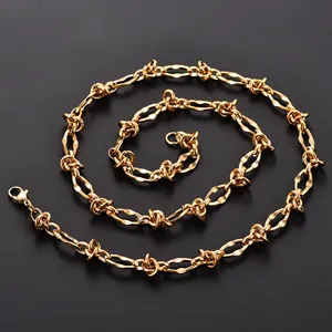 Collier ras du <span class=keywords><strong>cou</strong></span> massif en acier inoxydable 8 mm, style punk hip-hop, avec maillons et nœuds, couleur or, pour hommes et femmes, bijoux en métal lourd - Product Image 6