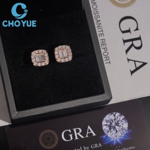 Hot Sale Baguette Cut Moissanite Stud <b>Earrings</b> Real 925 Silver Gold Plated Claw Setting Luxury Screw <b>Back</b> Stud <b>Earring</b> Jewelry - Product Image 3