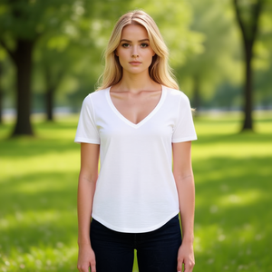 เสื้อยืดคอกลมผู้หญิง ผ้าฝ้าย 100% สีขาว ไซส์ XS ทรงปกติ สวมใส่สบายๆ - Product Image 2