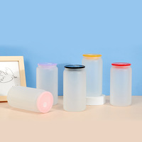 Entrepôt américain en stock 16oz DIY verre vierge à sublimation avec couvercle en plastique PP et paille soda bière café givré transparent