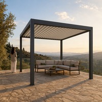 Pergola Solaire 3x4m en Aluminium à Lames Orientables avec Bande LED, Couverture de Jardin et Patio Étanche, Gazebo Bioclimatique, Vente en Gros OEM