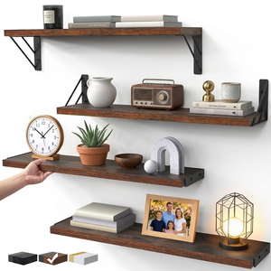 Étagères murales flottantes pour la décoration murale, en bois rustique, pour livres, plantes, étagères d'angle pour salle de bain, cuisine, salon OEM - Product Image 1