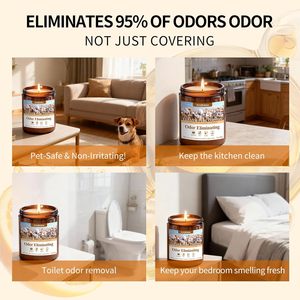Odor Eliminating Soy <strong>Candles</strong> | 7 oz Hand-Poured Non-Toxic Cotton Wick Eliminates 95% Pet Bathroom Odors 50 Hours Burn Time - Product Image 5