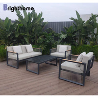 Meubles de patio au design unique, canapé d'extérieur moderne en corde tressée et métal aluminium, mobilier de jardin