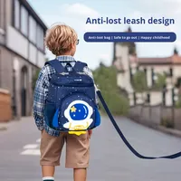 Sac à dos d'école maternelle unisexe en polyester avec doublure en polyester et coussin d'air, motif dessin animé mignon et enfantin, fermeture éclair étanche, tendance