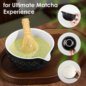Ensemble Matcha 7 pièces, ensemble de thé Matcha en céramique de style japonais, bol traditionnel gravé, fouet en polypropylène, thé au café - Product Image 5
