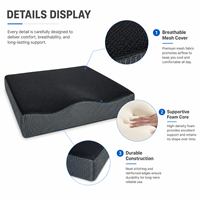Coussin de siège ergonomique LZD-326 en mousse à mémoire de forme avec gel, tissé, pour soulager la pression du coccyx, pour chaise de bureau, 100 % polyester, carré