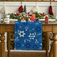 Nouveau produit transfrontalier : Nappe de table Hanouka nordique en lin imprimé à carreaux, décoration pour canapé et maison, ambiance festive