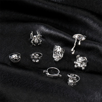 8 pièces/ensemble oeil larmes anneau Punk bijoux fleur araignée anneaux