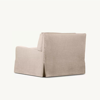 Fauteuil de salon américain de luxe moderne, gris, avec jupe, confortable, à assise large, en tissu de lin rembourré, pour salon