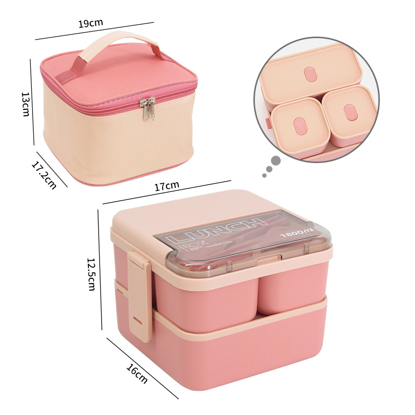 Portapranzo rosa con borsa