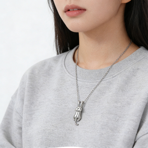 Collar de Plata de Ley 925 con Colgante de Gato Súper Lindo, Cadena de Clavícula Elegante para Mujeres Amantes de los Gatos - Product Image 4