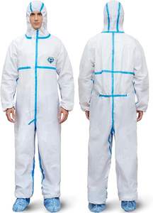 일회용 PP 부직포 SMS 미세 다공성 PPE 안전 작업복 보호 Coverall 세트 정전기 방지 방수 전체 보호 - Product Image 5