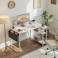 Bureau d'angle en L moderne et personnalisé pour la maison, le bureau, le salon ou la chambre, avec rangement et étagère