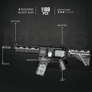 Reobrix 77004 DIY M416อาวุธทหาร <span class=keywords><strong>groza</strong></span> โมเดลพลาสติก Moc Gun ชุดอิฐของเล่น - Product Image 4
