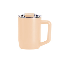Mug à café en acier inoxydable à double paroi de 15 oz avec logo personnalisé, avec poignée et couvercle, portable, pour boissons chaudes ou froides, mug isotherme