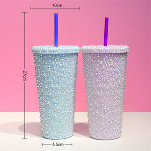 Gobelet Haha, tasse <span class=keywords><strong>à</strong></span> strass, paille et couvercle inclus, acrylique sans BPA, isolé glamour 16 onces, vendu individuellement - Product Image 2