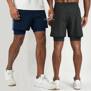 Heren Atletische Sneldrogende Kleurblokkering <span class=keywords><strong>2</strong></span> In 1 Fitness Hardlooptraining Gym Basketbal Actieve Sportbroek Met Zakken Voering - Product Image 3