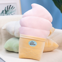 Coussin créatif tricolore en peluche courte modèle crème glacée, rembourrage en coton PP, hauteur 31-50 cm, unisexe, pour le bureau ou la pause déjeuner - Design Matcha