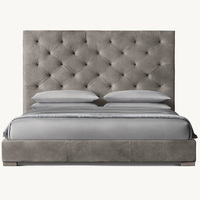 Meubles artisanaux sur mesure Rhoohill, chambre à coucher de luxe, cadre en bois massif de haute qualité, tissu en lin pour lit king-size