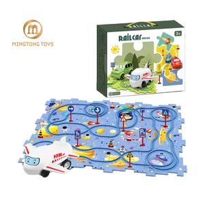 Fabrikanten Directe Verkoop Onderwijs Montessori Speelgoed Elektrische Batterij Rail Car Diy Assembleren Plastic Puzzel Trein Rails