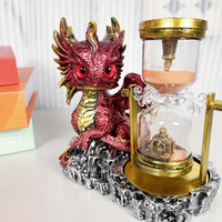 Vente en gros de statues gothiques créatives pour bureau à domicile figurine de collection de dragon sablier sculpture de dragon en résine sablier statue