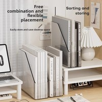 Organisateur de fichiers multifonctionnel en acrylique transparent rectangulaire, porte-livres de bureau