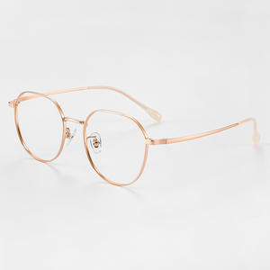 Montures de lunettes rondes pour femmes Danyang 5806, monture dorée, monture complète, verres en acrylique, anti-UV, style coréen, petite taille - Product Image 1
