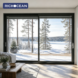 <span class=keywords><strong>Porte</strong></span> <span class=keywords><strong>coulissante</strong></span> extérieure en verre trempé de grande taille RICHOCEAN, cadre en aluminium, portes et fenêtres insonorisées pour la maison - Product Image 3