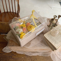 Boîte cadeau fête des mères, transparente, nourriture à fleurs, pour gâteau d'anniversaire, bouquet fourre-tout main, art floral, vente en gros