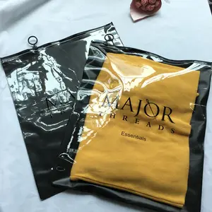 Sacos de embalagem de pvc com zíper, bolsa fosca para camiseta com logotipo personalizado com zíper