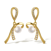 Vente chaude bricolage accessoires faits à la main en laiton plaqué or micro-zircon boucles d'oreilles avec perles de coquille en gros