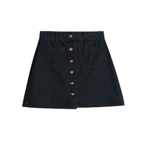 Ready to Ship Summer New Womens Fashion ButtonFly a <strong>Line</strong> Skirt Casual Button Front High Waist White <strong>Jeans</strong> Skirts for Women Denim - Product Image 2