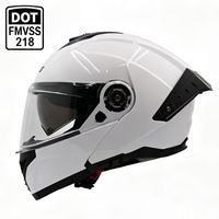 Helm Motor Flip Up Putih Baru Bersertifikasi DOT Desain Modular dengan LED & Logo Kustom Opsional Bahan ABS