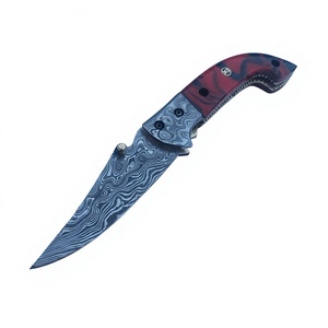 Cuchillo de bolsillo plegable de acero de Damasco multiusos profesional cuchillo táctico de caza y Camping con personalización OEM - Product Image 1