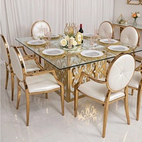 Table à manger carrée de luxe en acier inoxydable avec plateau en verre, personnalisable, pour restaurant - Fabricant direct de Foshan