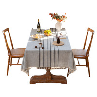 Nappe Rectangulaire Haut de Gamme en Lin et Coton Couleur Unie, Style Luxe Léger, Housse de Table Basse Française – Grande Vente