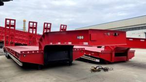 Efficiënt Heavy Duty Low-Bed Oplegger 40 '& 20' Staal Materiaal Met 30 Ton Laadvermogen Mechanische Ophanging Truck Trailers - Product Image 6