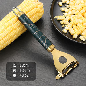 Séparateur de grains de maïs en titane, 18 cm, manche doré avec crochet pour usage en cuisine, éplucheur multifonctionnel pratique - Product Image 1