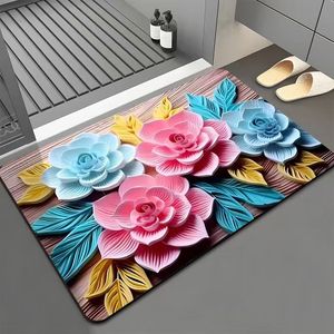 Tappetino da <span class=keywords><strong>Bagno</strong></span> in Diatomite Super Assorbente Stampato in 3D, <span class=keywords><strong>Antiscivolo</strong></span>, Stile Classico, Adatto agli Animali Domestici, Motivo Floreale, Realizzato in Gomma <span class=keywords><strong>per</strong></span> la Casa - Product Image 2